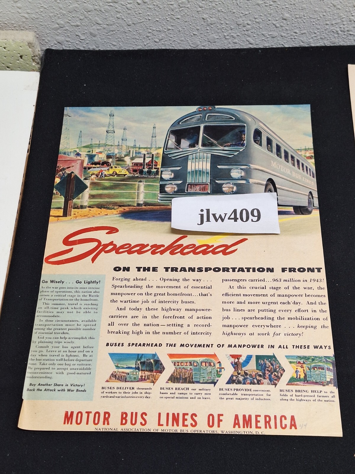 10 Vtg 1944-1951 BUS ADS Original Print Ad Spearhead Greyhound Trailways