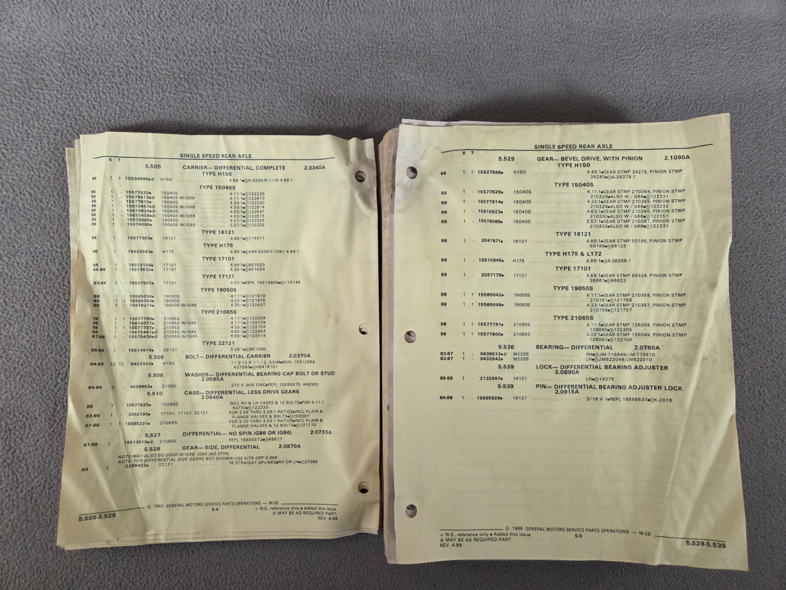 GM 1983-88 School Bus Medium Duty Chassis Parts Catalog # M-SB-F