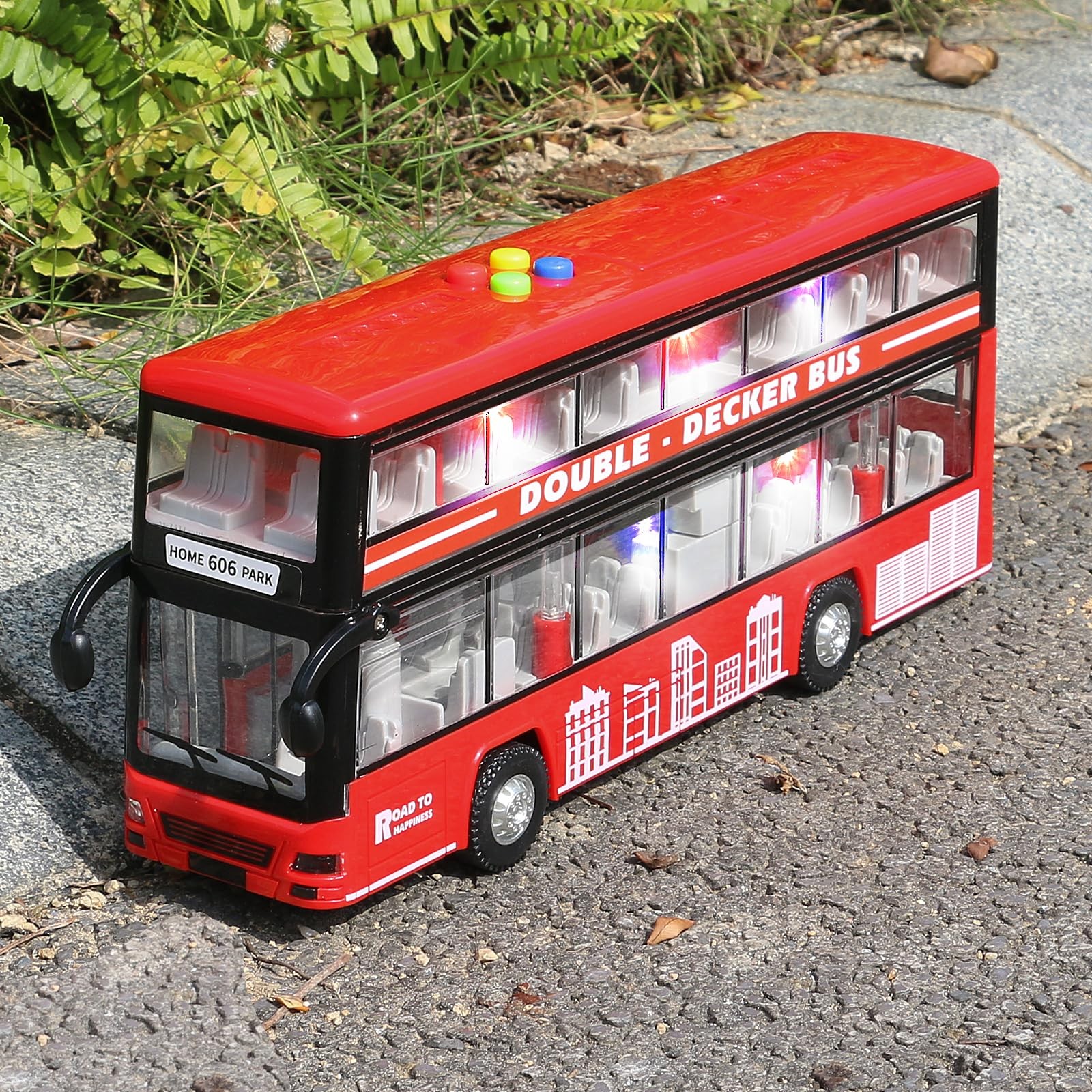 Cdymkf 1128Cm Double Decker Bus Toy Lights Sounds Scale116 Friction Powered Bus