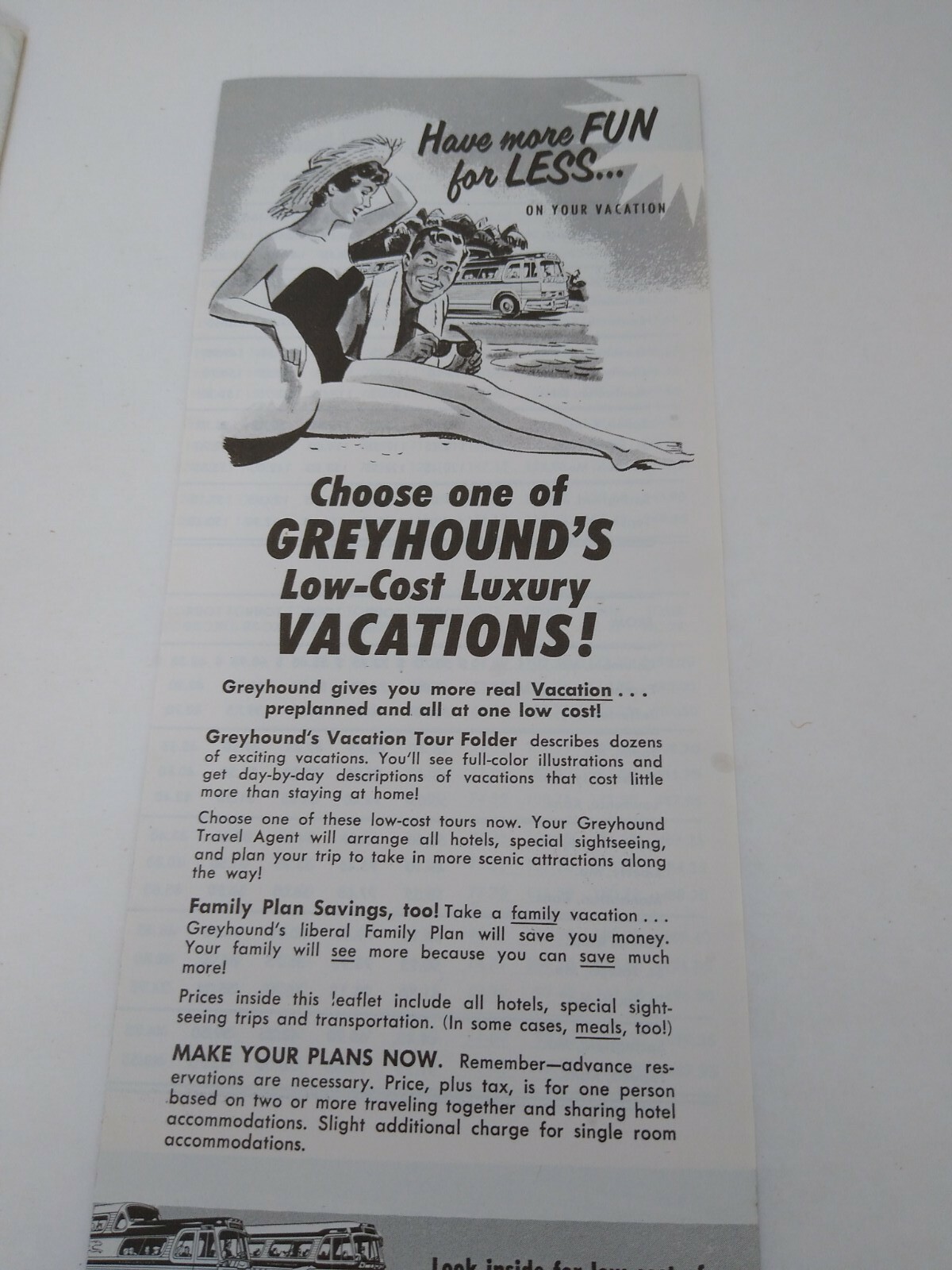 Vtg 1950s Greyhound Bus Travel Brochure Vacation Tours Includes Prices Pamphlet