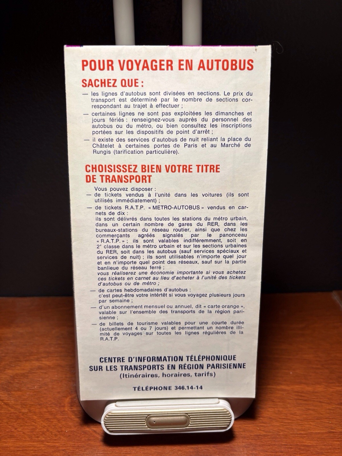 Vintage 1977 auto bus Banlieue (plan Du Reseau) RATP French