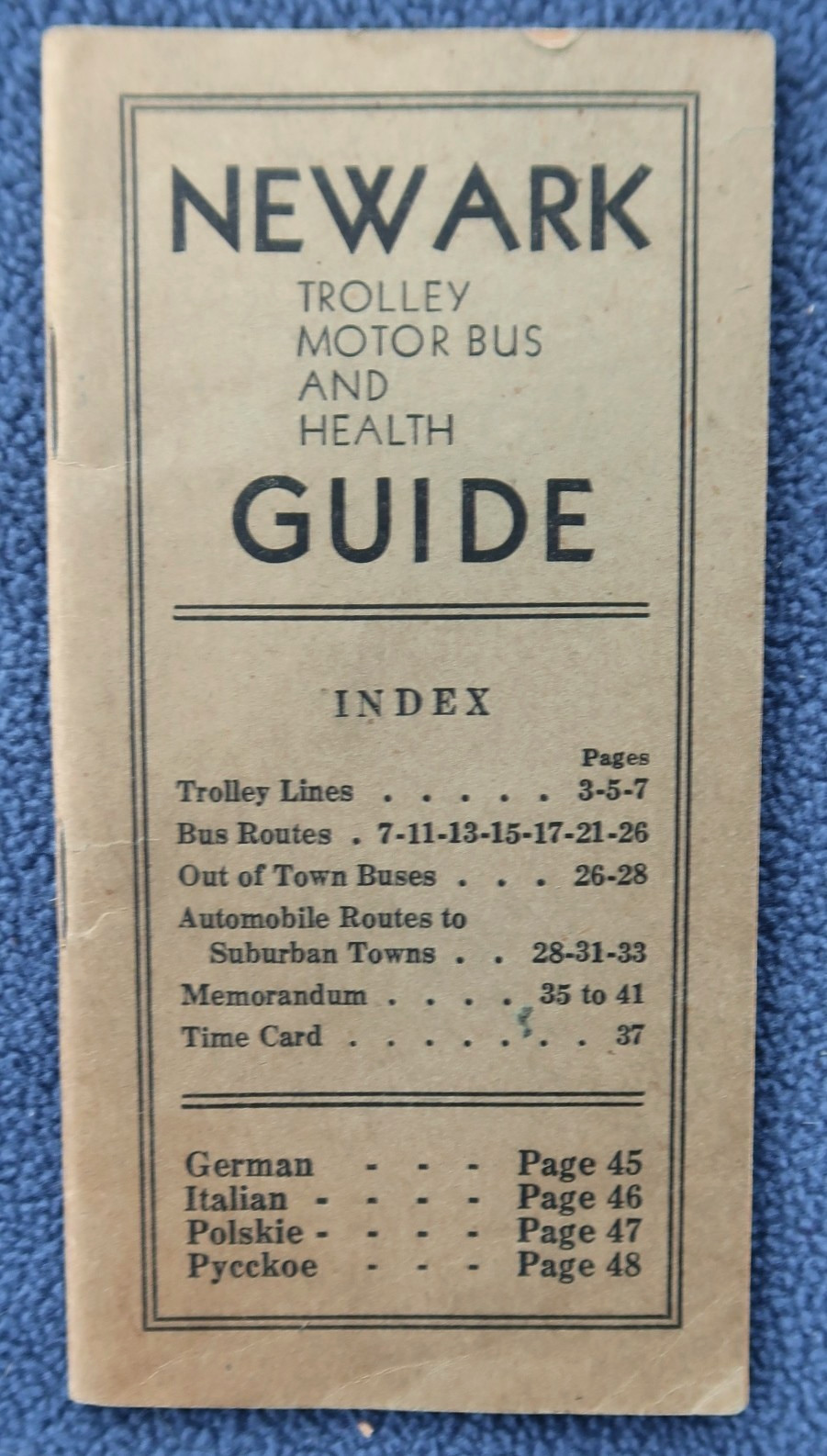 2 Vintage NEWARK NJ Trolley, Motor Bus and Health GUIDES 1932 & 1935