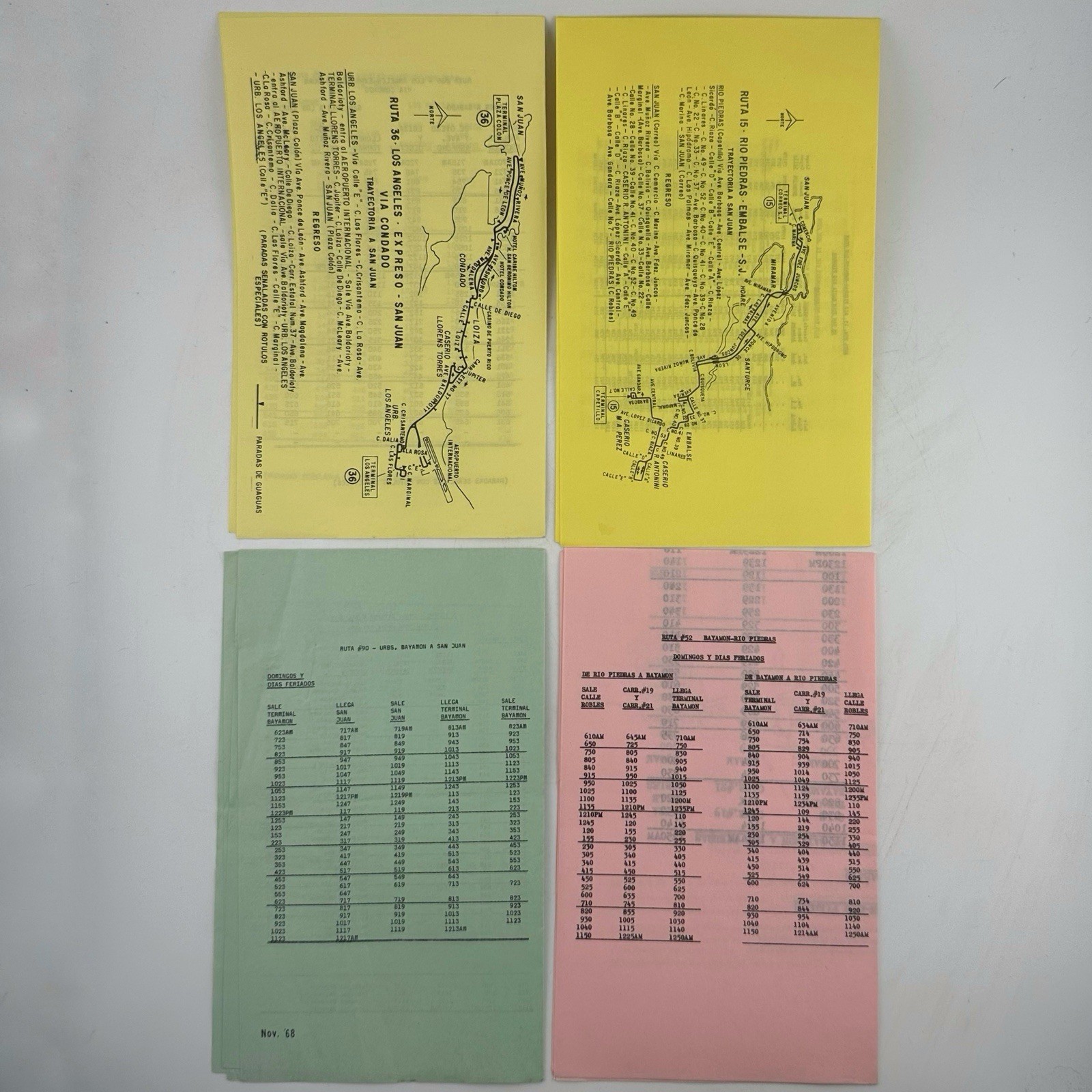 Puerto Rico AMA Bus Timetable Lot 1966-1968 Transit Schedules Maps 8 Booklets