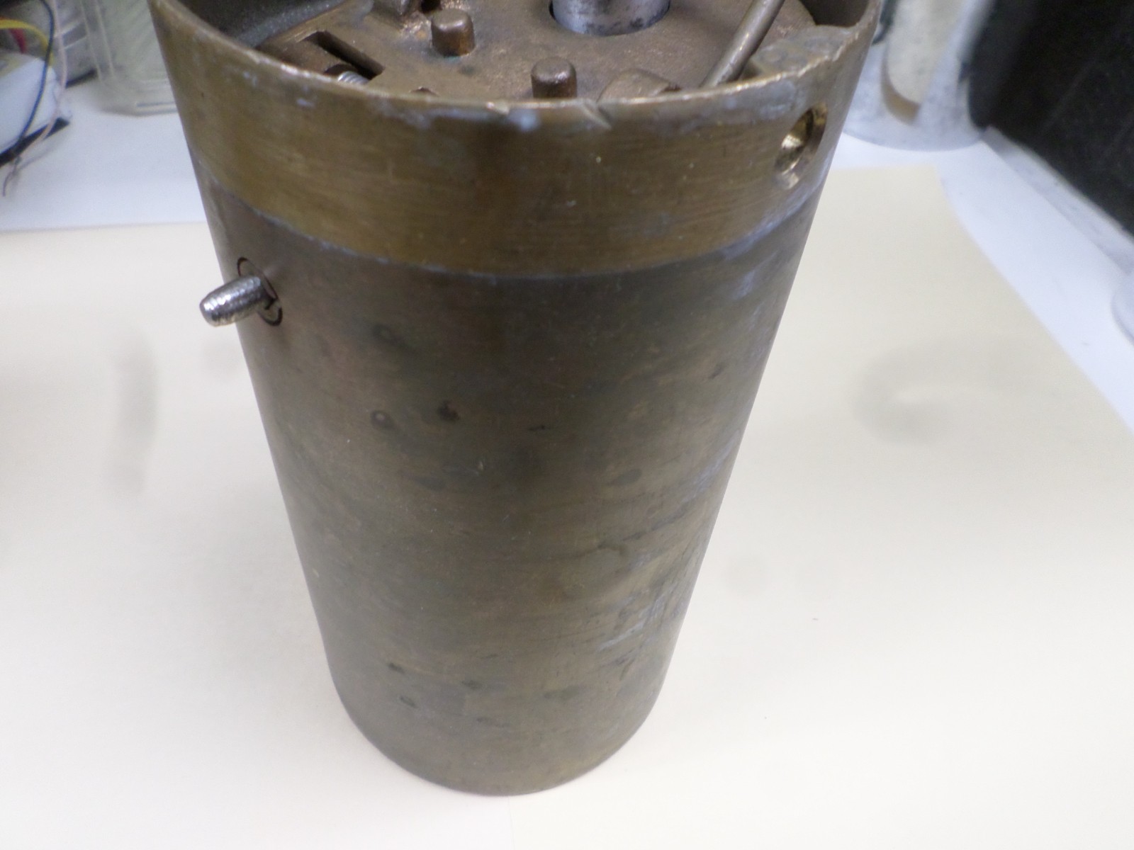 Vintage Diamond Mfg Brass Fare Box Money Vault Cylindrical 9″ X 4-3/4″ #85