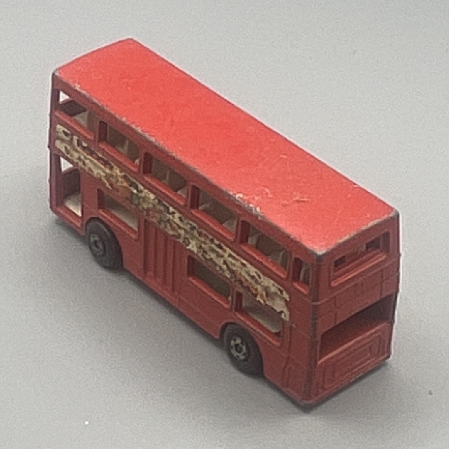 Vintage 1972 Red Double-Decker Bus Diecast Model Toy Vehicle