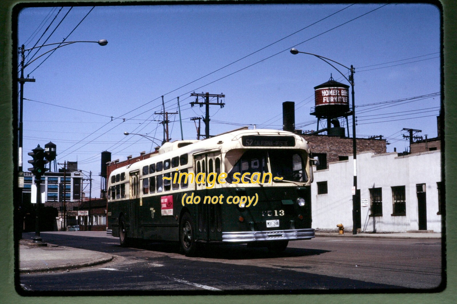 CTA Chicago Transit Bus 9513 in 1965, Kodachrome Slide h17b
