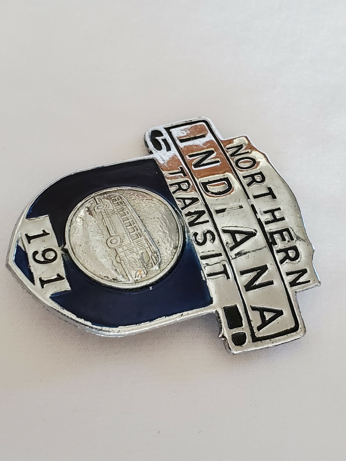 VINTAGE NORTHERN INDIANA TRANSIT #191 OPERATOR CAP BADGE