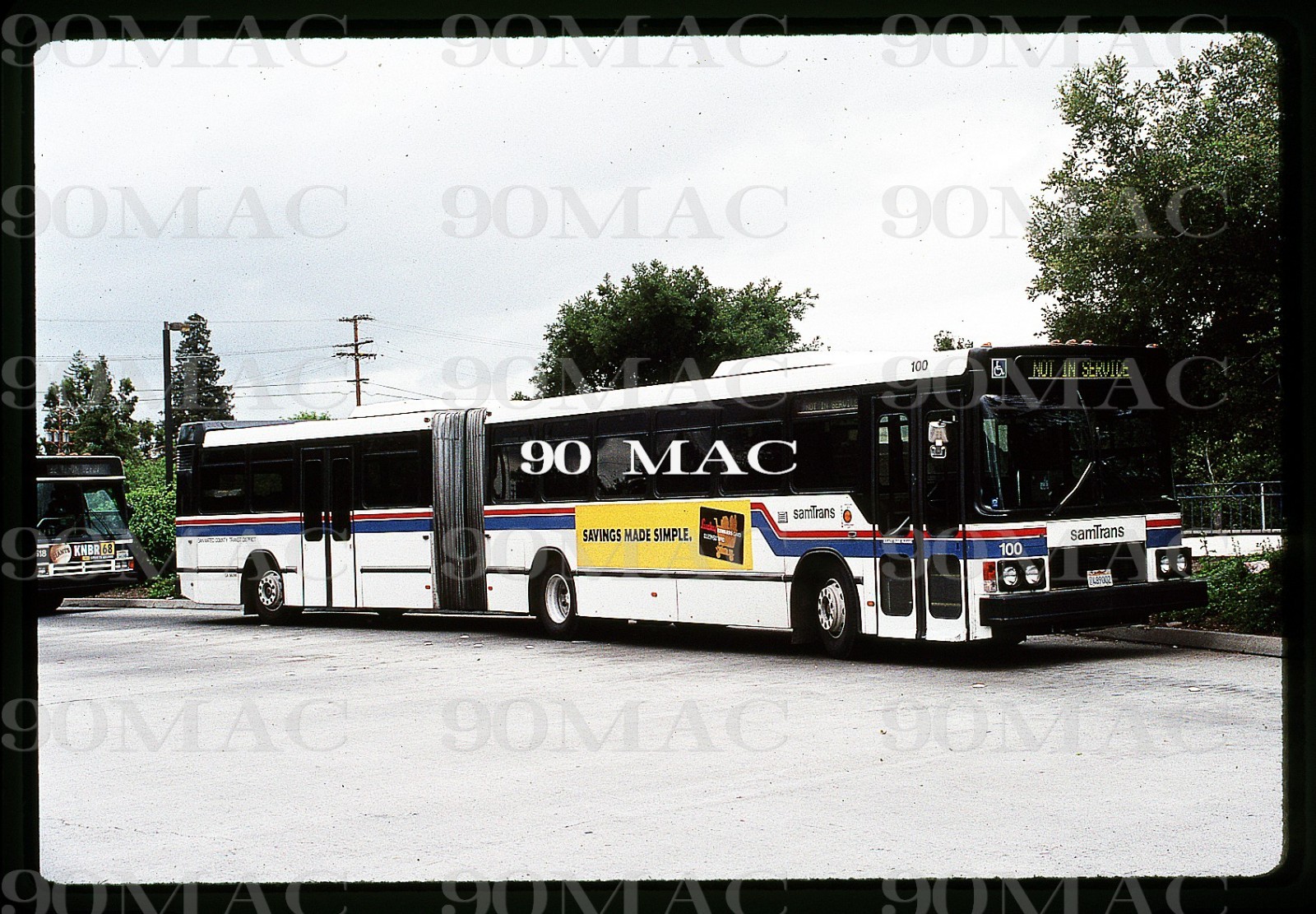 SAMTRANS. VOLVO ARTICULATED BUS #100. Daly City (CA). Original Slide 1996.