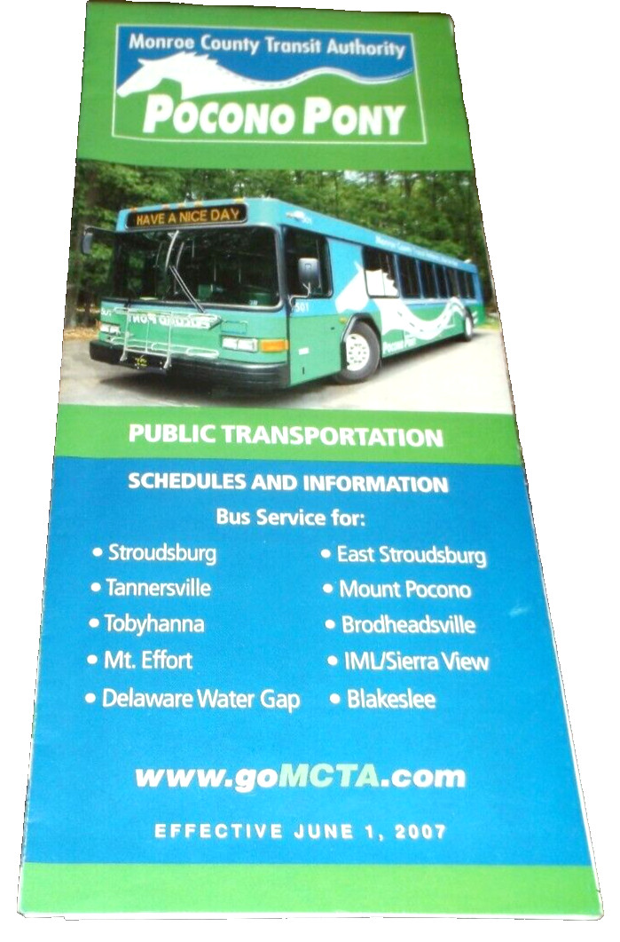 JUNE 2007 MONROE COUNTY PENNSYLVANIA TRANSIT AUTHORITY POCONO PONY BUS MAP