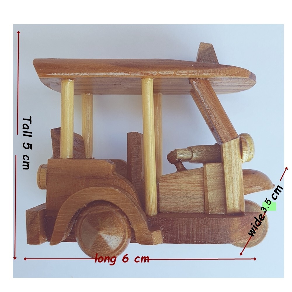 2 x Wooden Tuk Tuk Mini Taxi Thailand Vehicle Handmade Souvenir Model Collectibl