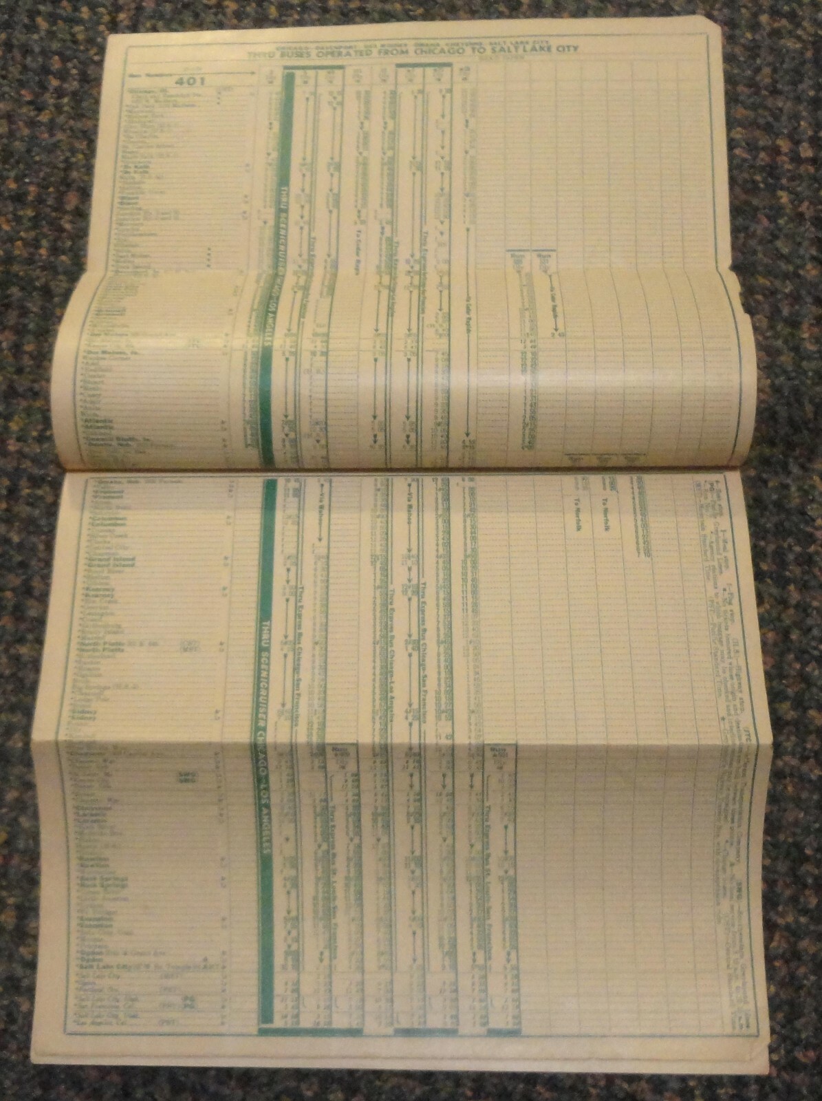 1954 Greyhound Bus Time Table Illinois-Iowa-Nebraska – from Falls City depot