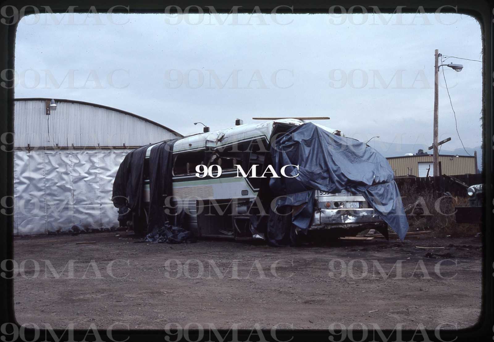 NAPA VALLEY TRANSIT. GM COACH Bus #555. Napa (CA). Original Slide 1979. WRECK!!