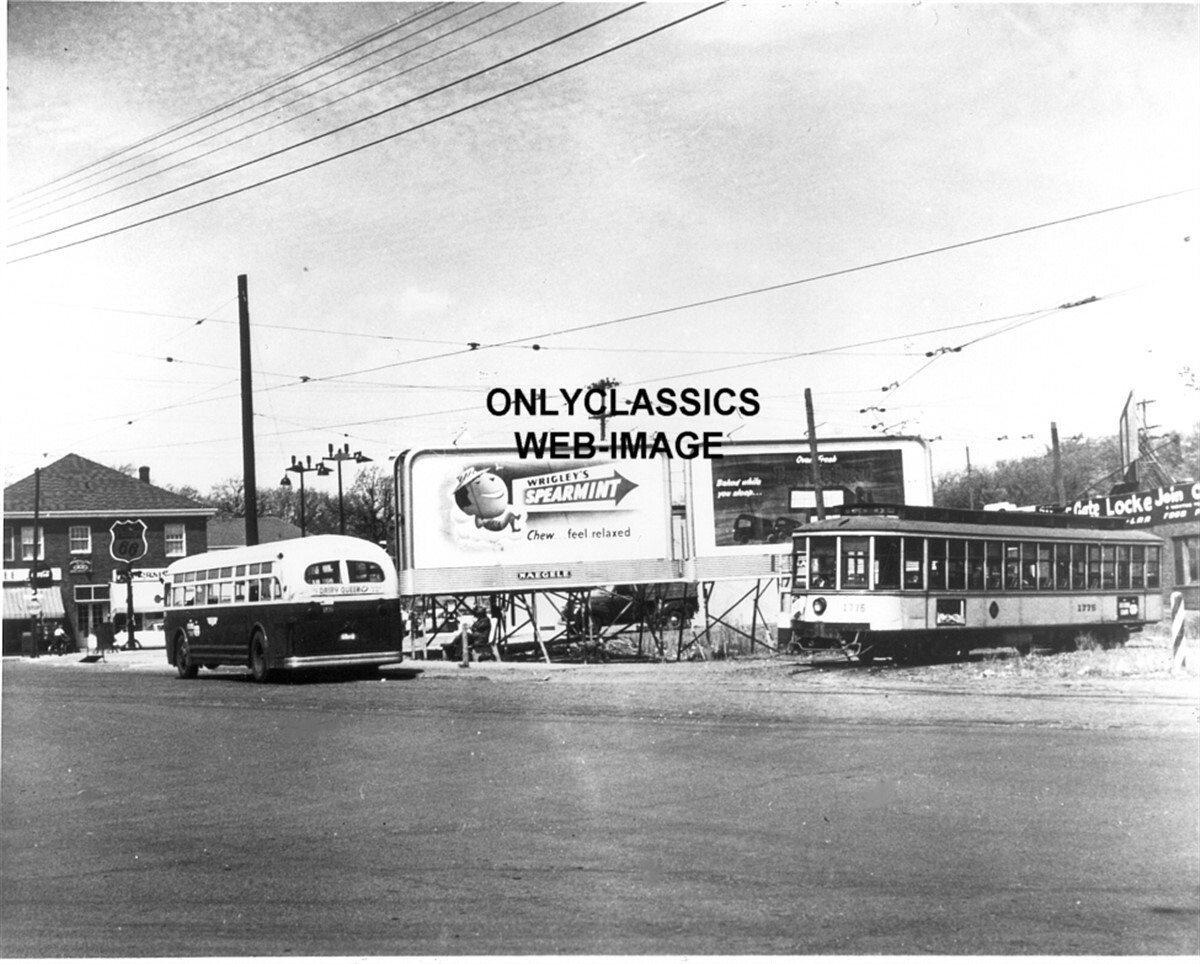 1944 EDINA MINNESOTA VINTAGE STREET CAR TROLLEY BUS WRIGLEY GUM BILLBOARD PHOTO