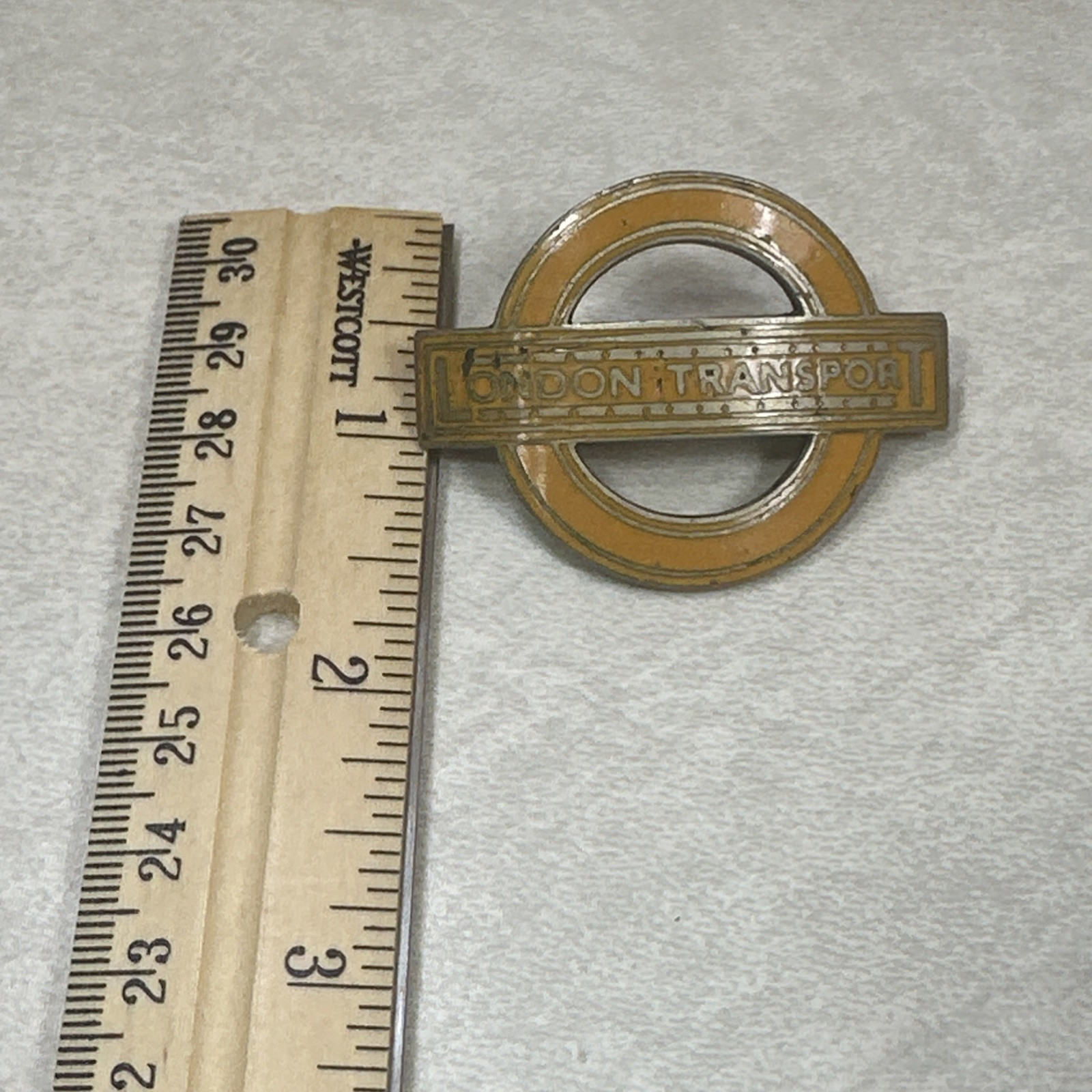 London Transport Tram Trolley Bus Cap Badge Enamel Orange Vintage J R Gaunt