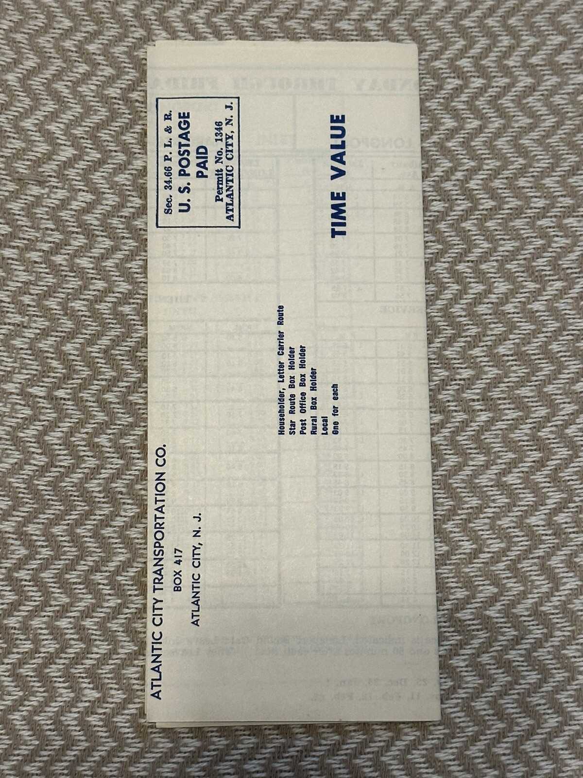 September 27, 1954 Atlantic City Transportation Company Bus Timetable Schedule!!