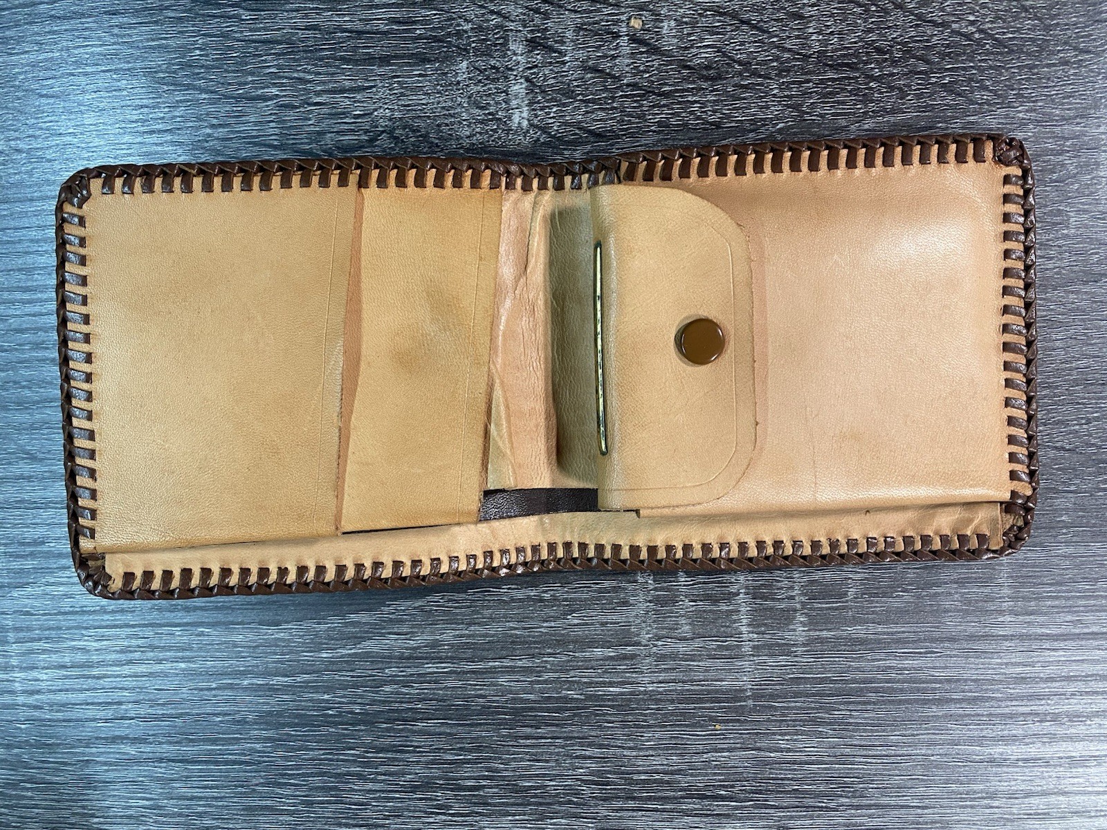 Vintage Greyhound Bus Lines Drivers Leather Wallet and Name Tag