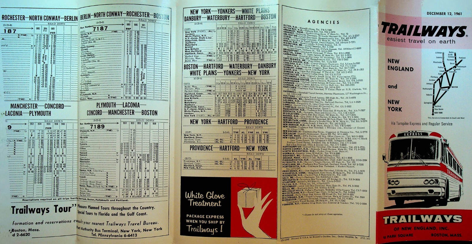 Trailways Bus Schedule December 12 1961 New England New York Easiest Travel