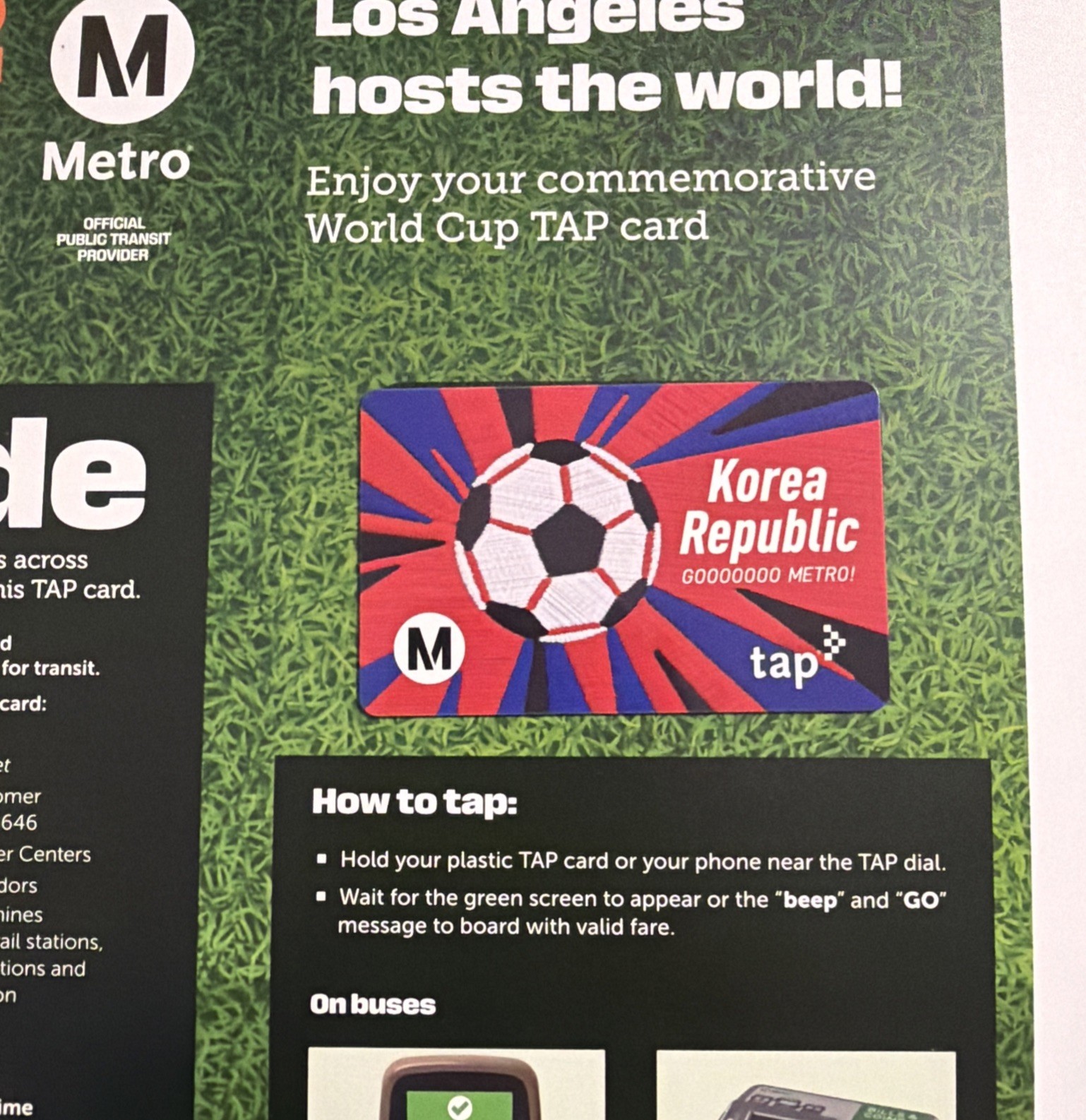 LOS ANGELES METRO X 2026 FIFA WORLD CUP SOUTH KOREA TEAM TAP CARD LTD ED RARE