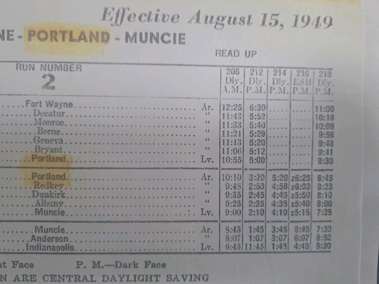 ABC COACH LINES BUS SCHEDULE 1949 – FORT WAYNE, IN 12″x18″ Framable Collectible