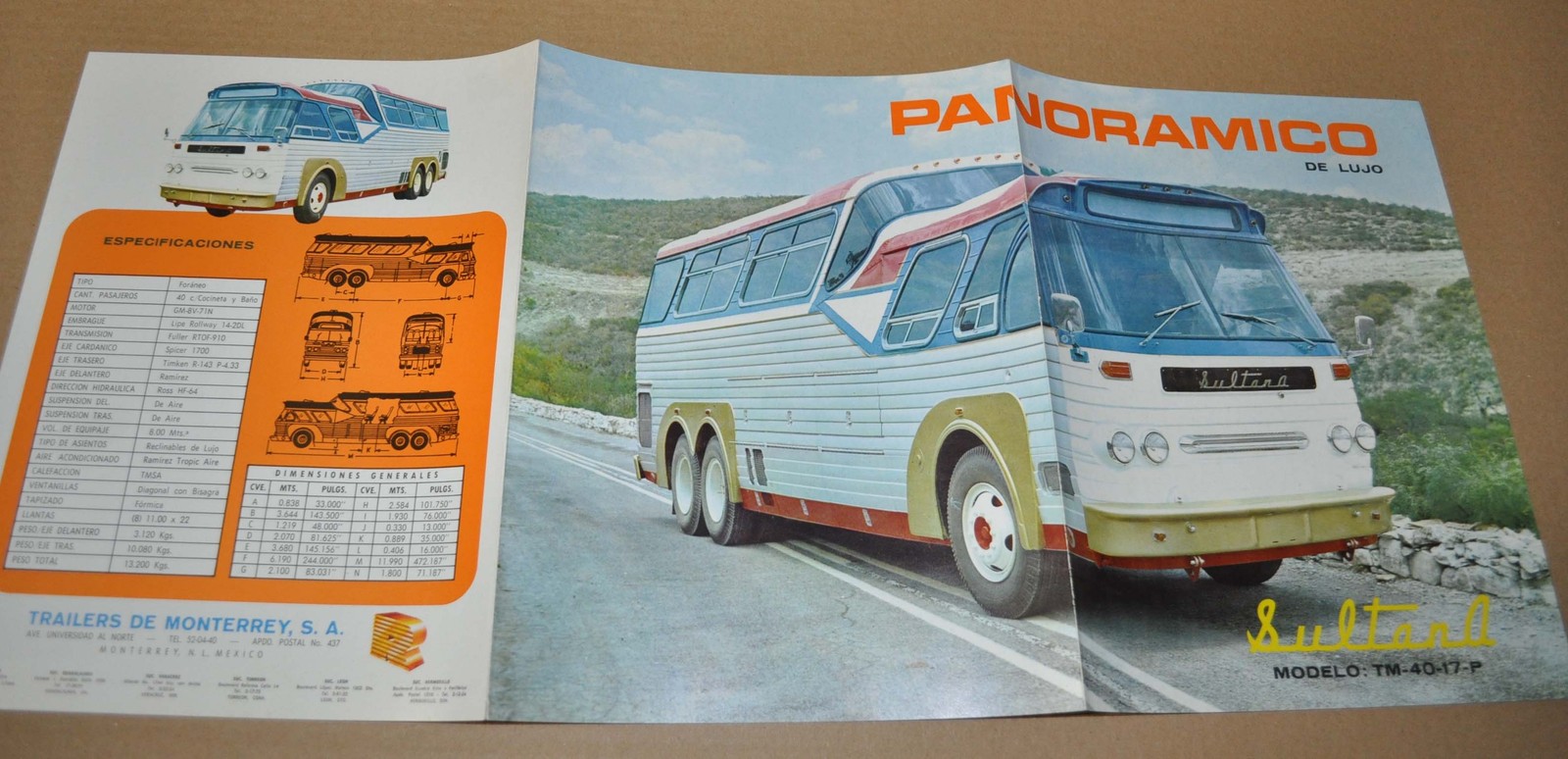 Sultana TM-40 Bus Specification Sales Brochure Prospekt Mexico