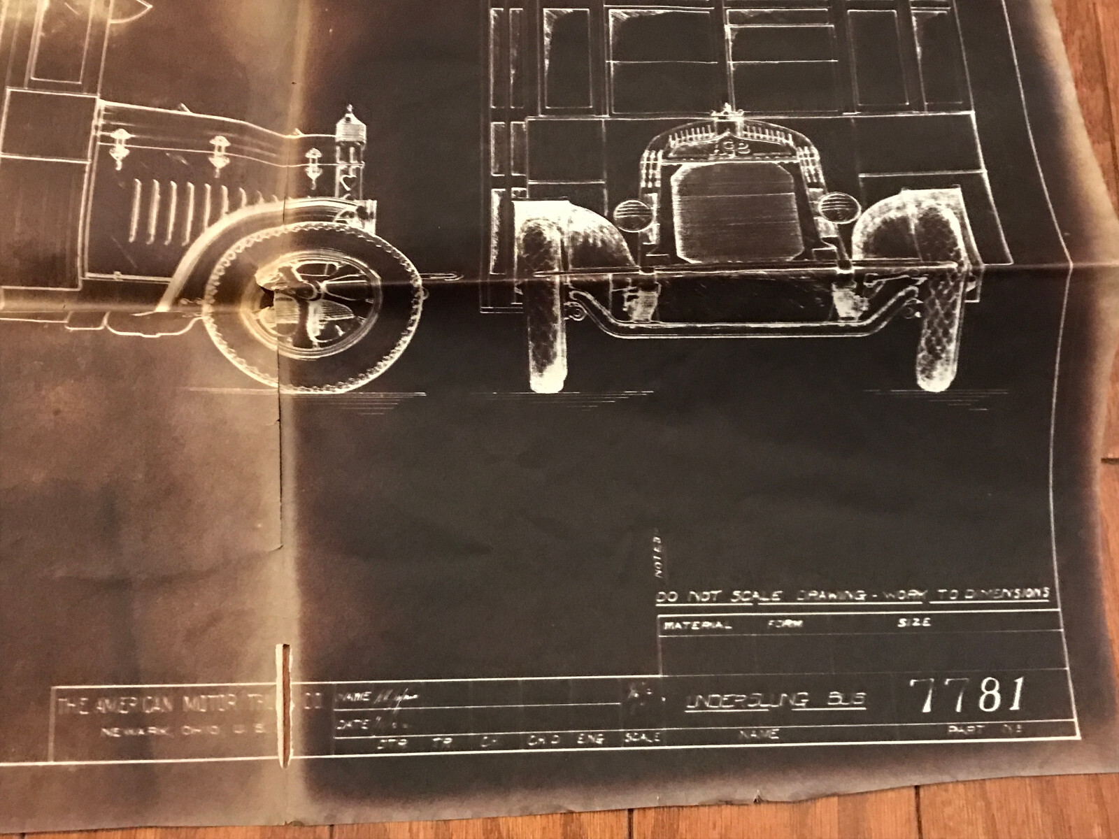 c. 1920s American Motor Truck Company Newark, Ohio Bus Blueprint, RARE