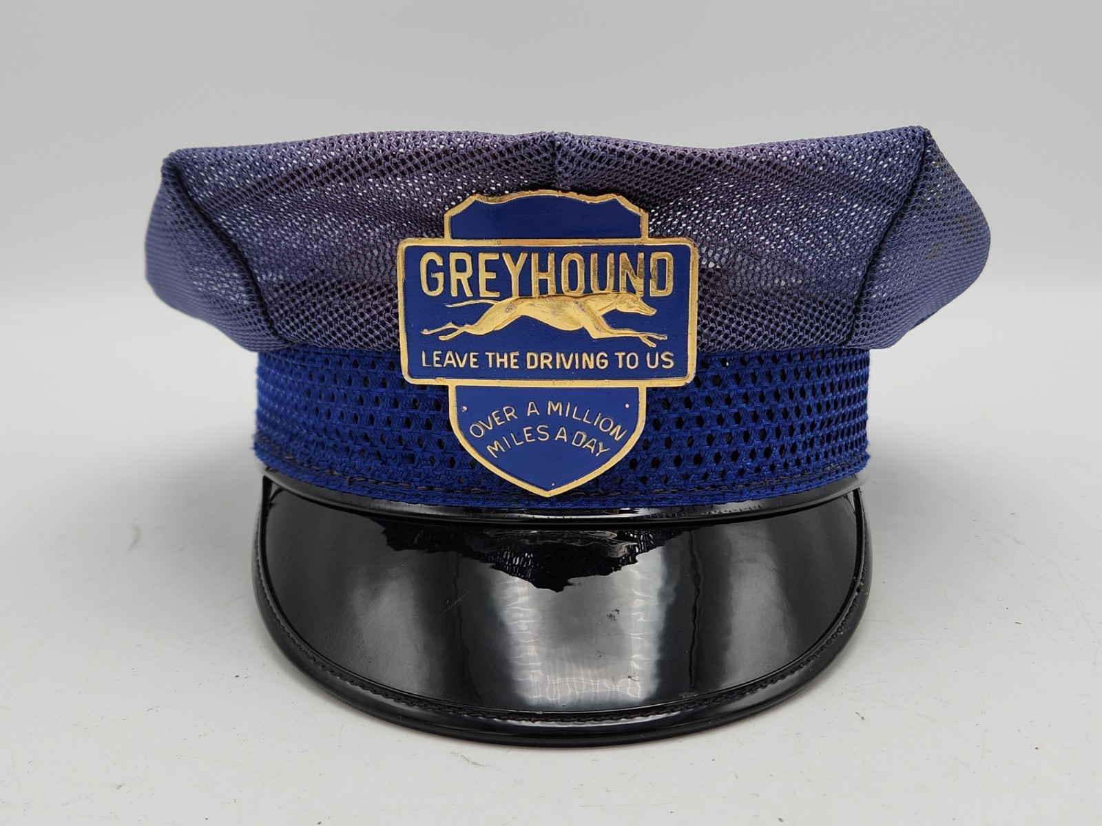 Vintage Greyhound Bus Driver Hat Enameled Badge Brookfield Uniforms Kansas City
