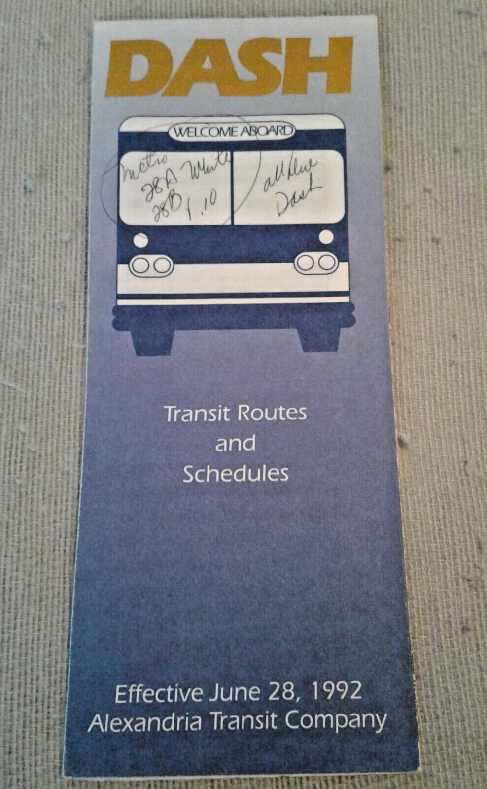 Alexandria VA Transit Company DASH Routes & Schedule Map June 1992 Bus System DC