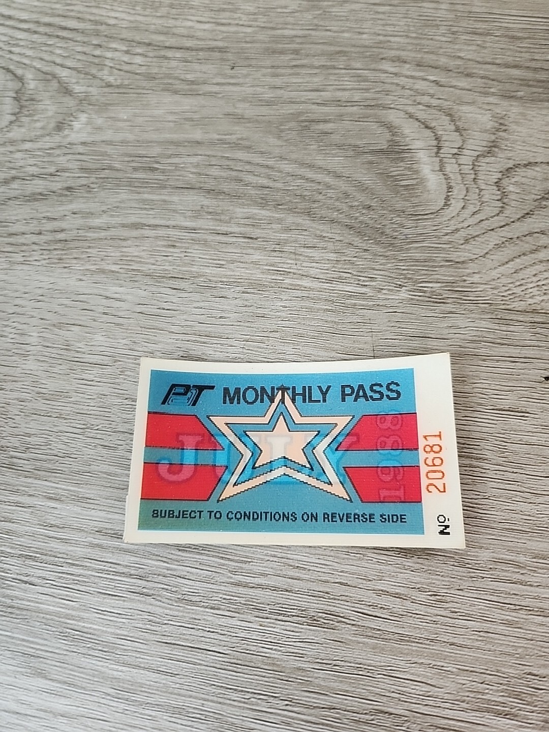 Vintage Hologram PAT Transit Bus Pass Pittsburgh 1988 July Star Red White Blue