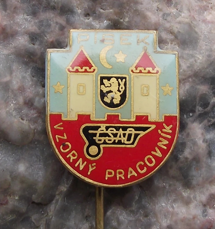 Vintage CSAD Pisek Czech Bus Company Excellent Worker Award Pin Badge