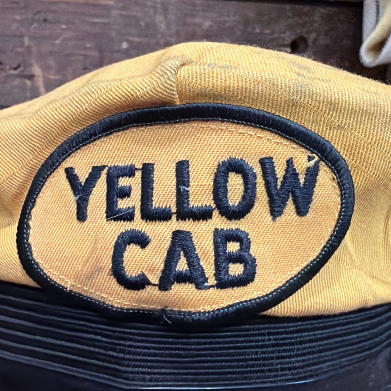 Vintage Yellow Cab Cloth Driver Cap With Patch Sentry Brand – 7 1/4