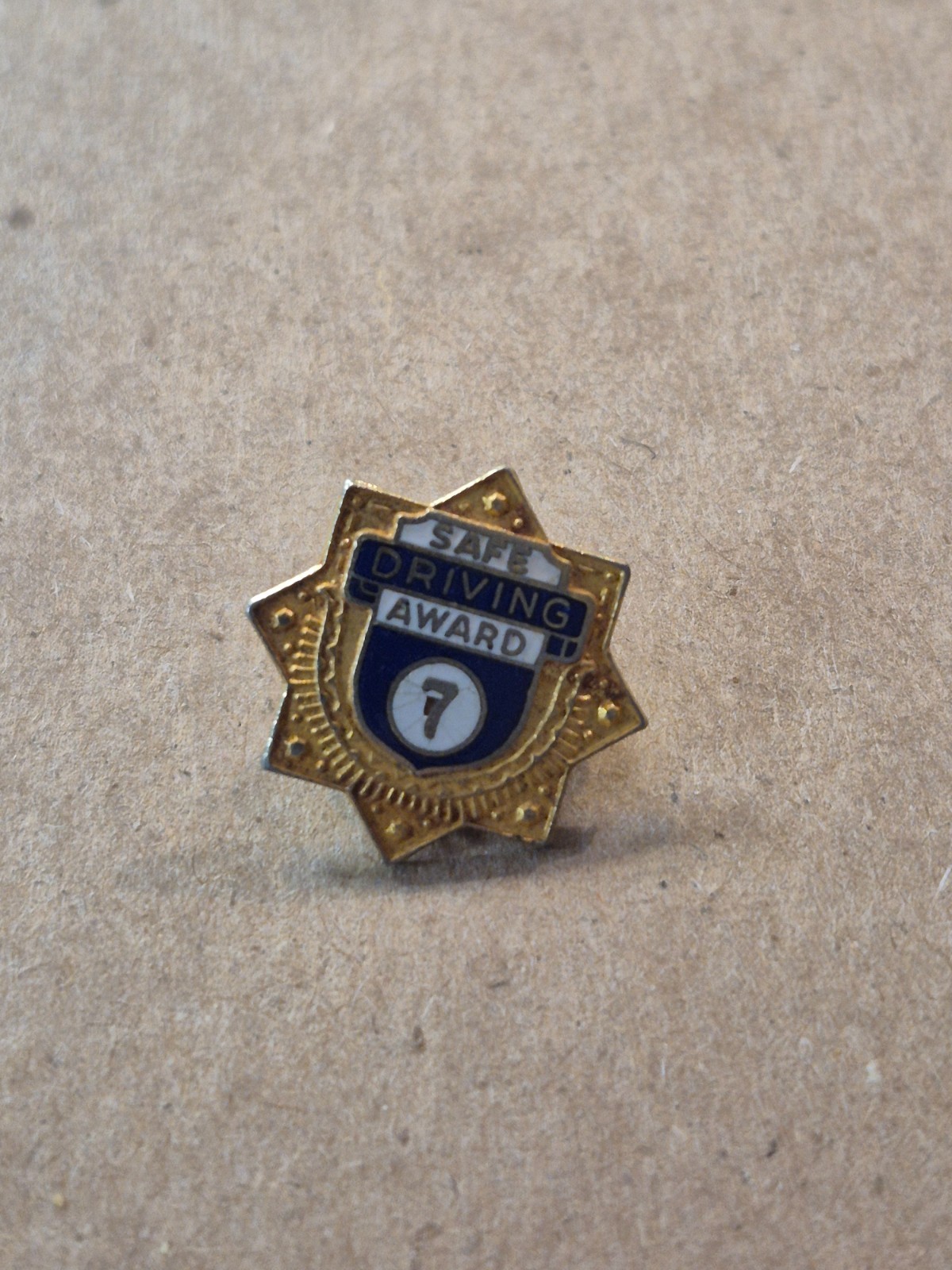 Vintage Driving Safety Award Lapel Pin 7 Years Screw Back JP778