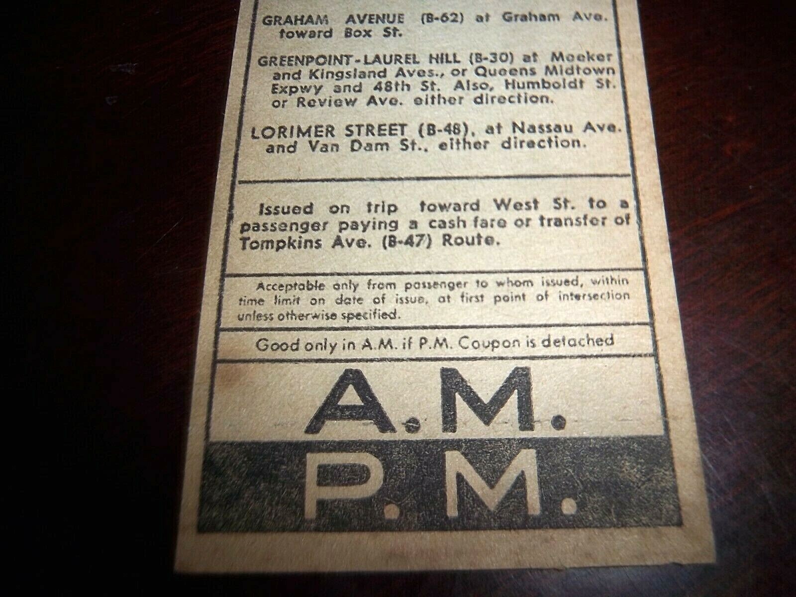 NYC NY BROOKLYN BUS TRANSFER 1980 BMT GREENPOINT WILLIAMSBURG BRIDGE LORIMER ST.