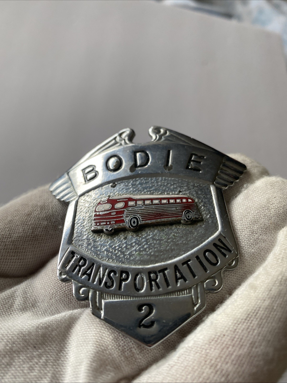 Vintage Bus Driver Hat Badge Bodie Transportation Pin California