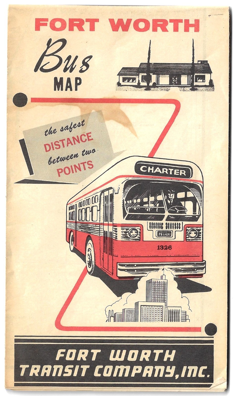 1965 Fort Worth Texas Transit Company Bus Map