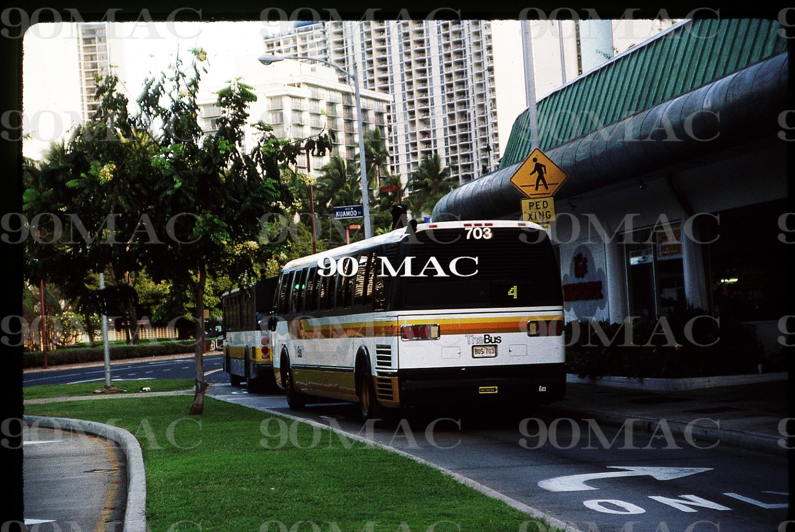THE BUS. GM RTS BUS #703. Honolulu (HI). Original Slide 1992.