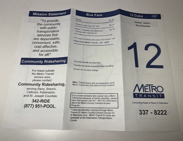 Kalamazoo Bus schedules 2011/2012 & System Route Map