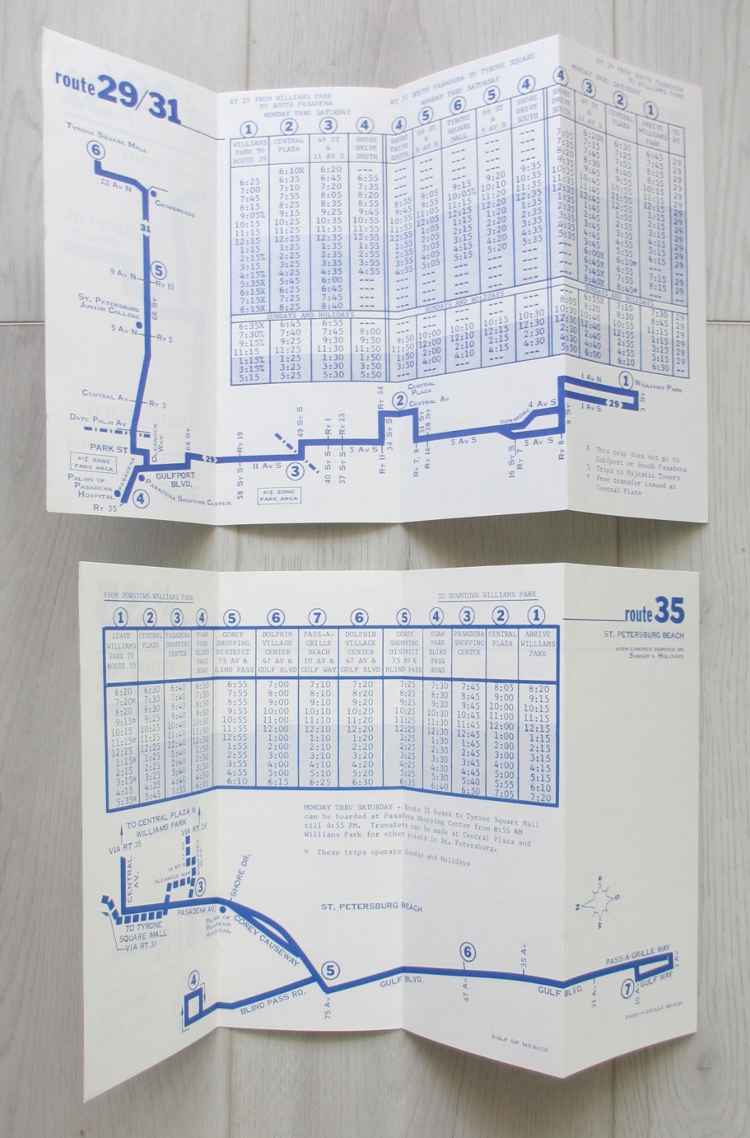 Lot of 4 Vintage 1979 St. Petersburg Transit Bus Timetables Beach Florida FL