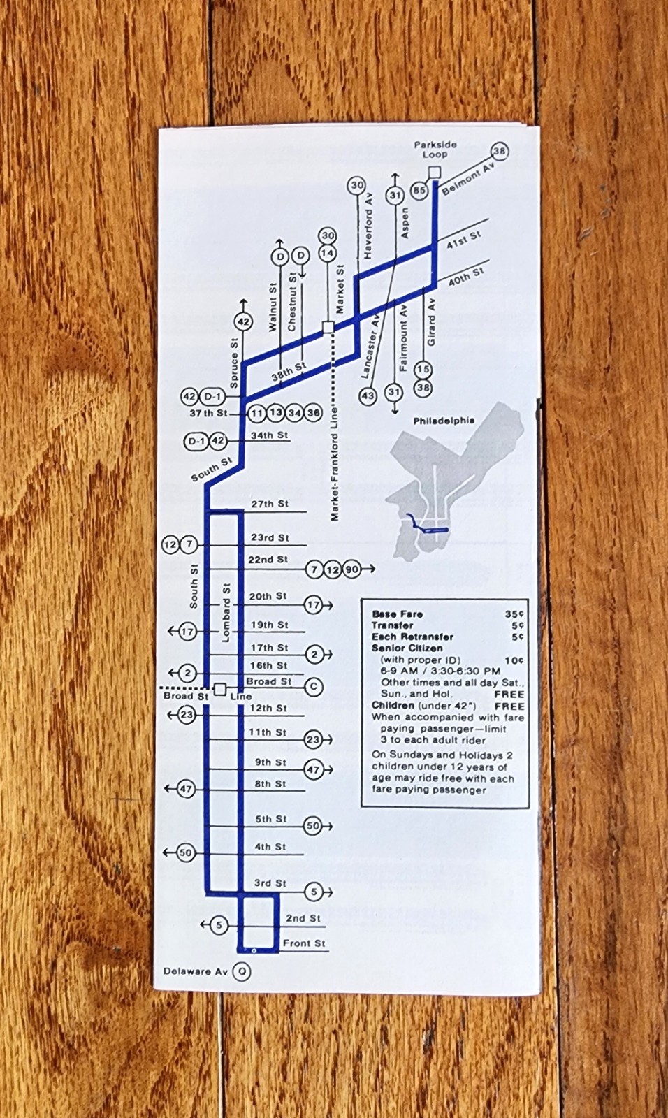 1974 SEPTA BUS TIME TABLE ROUTE 40 PHILADELPHIA PA