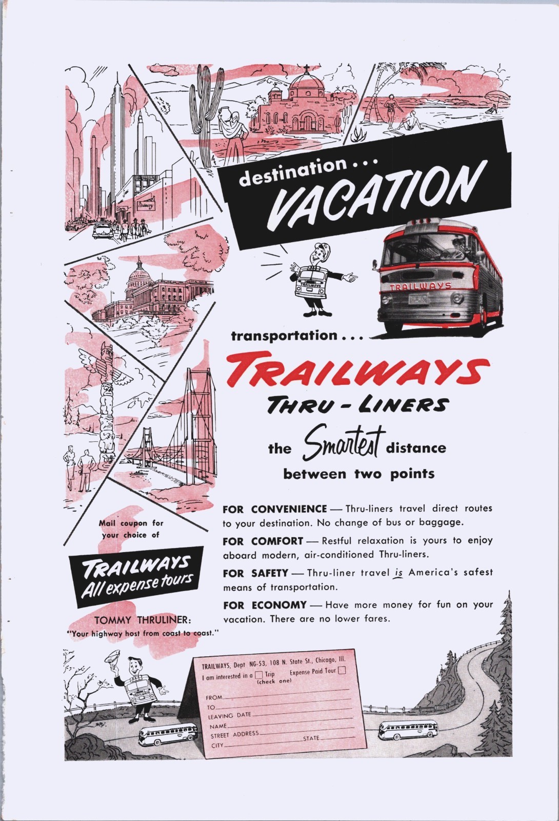 LOT OF 20+ Print Ads Greyhound Trailways Bus Line Travel Vacation MID CENTURY