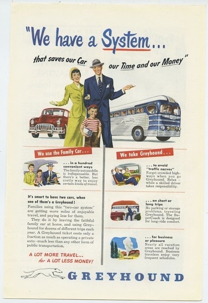 Greyhound A Lot More Travel For a Lot Less Money 1949 Vintage Ad