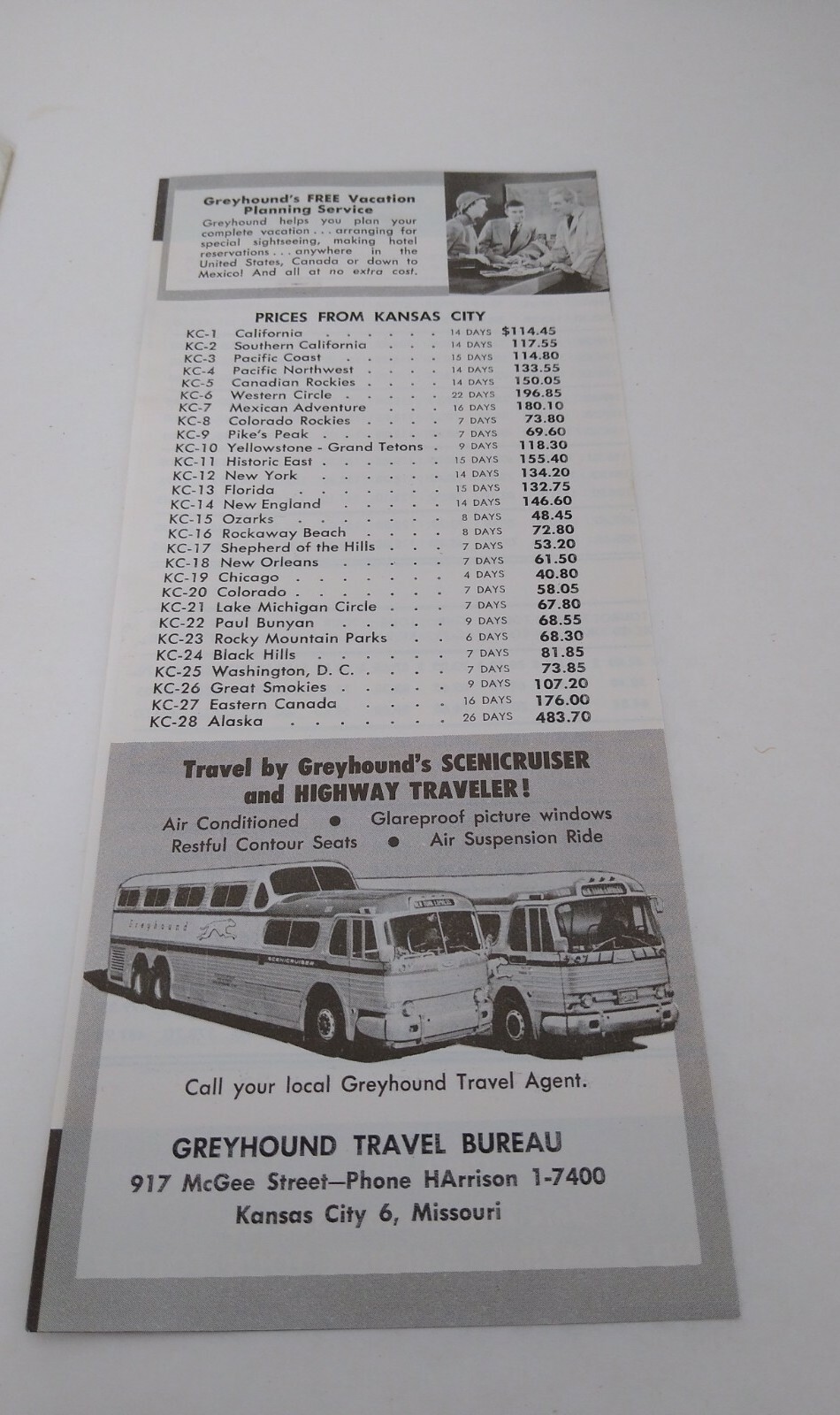 Vtg 1950s Greyhound Bus Travel Brochure Vacation Tours Includes Prices Pamphlet