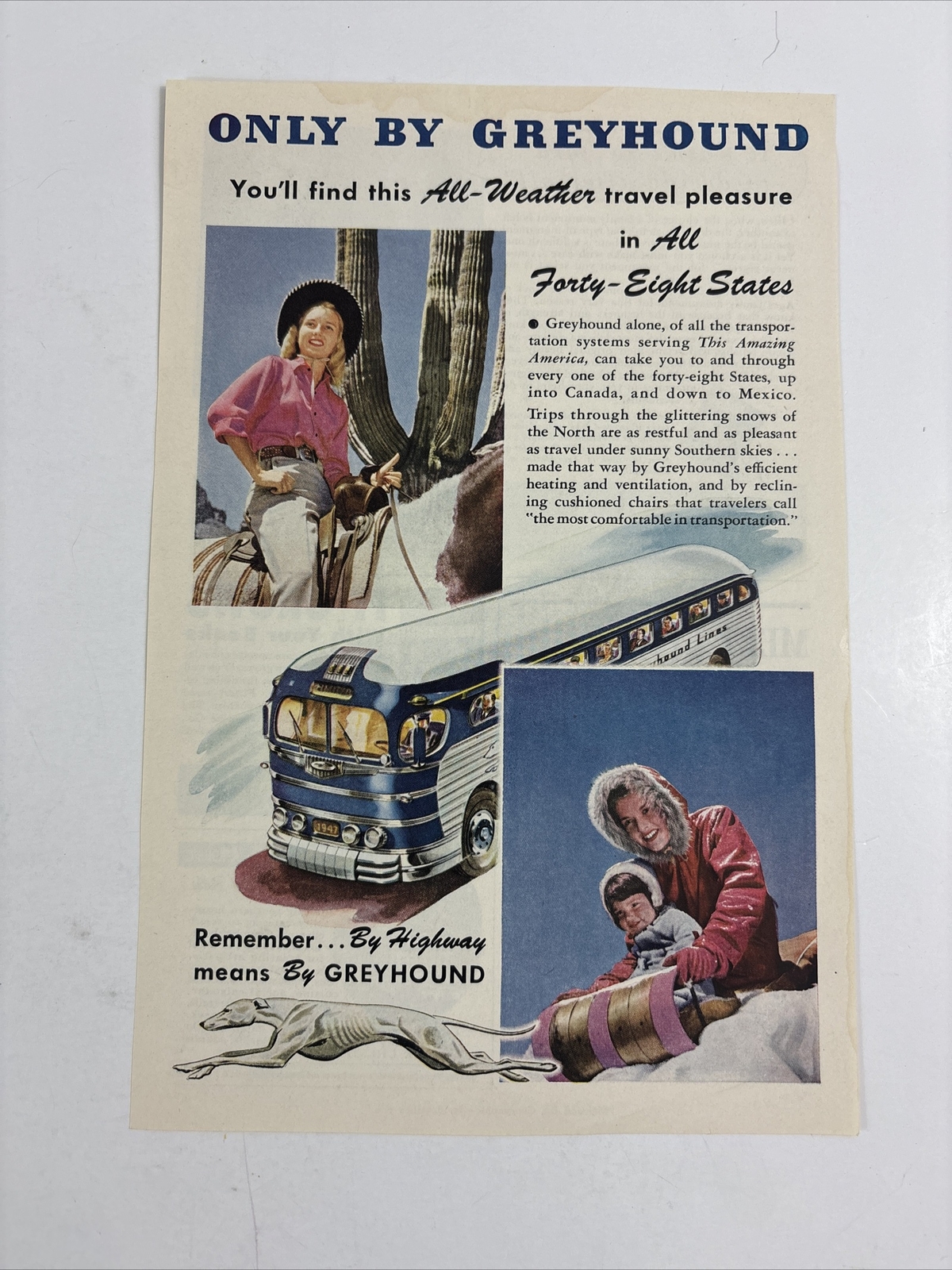 1953 Greyhound Bus plus Florida Golf Hot Springs Hotel Rock of Ages Monuments ad