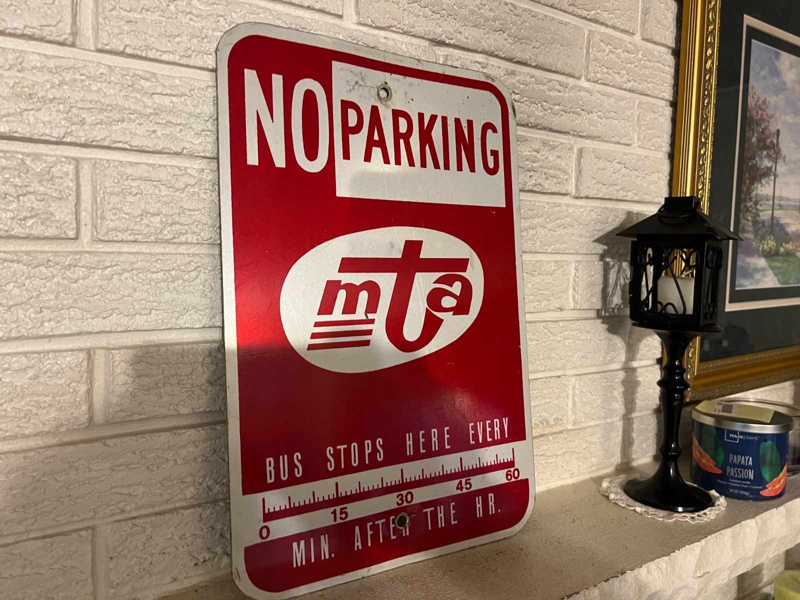 Original Vintage MTA Michigan Transit Authority Aluminum Bus Stop Sign 12x 18″