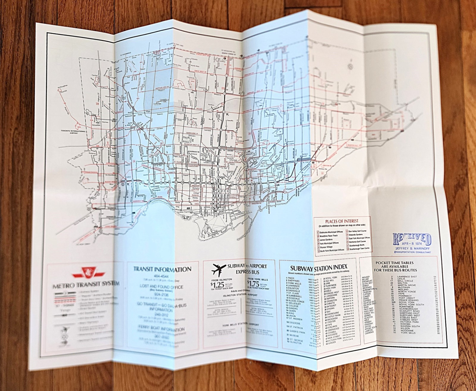 1974 TTC TORONTO TRANSIT CO BUS – SUBWAY RIDE GUIDE MAP ONTARIO CANADA