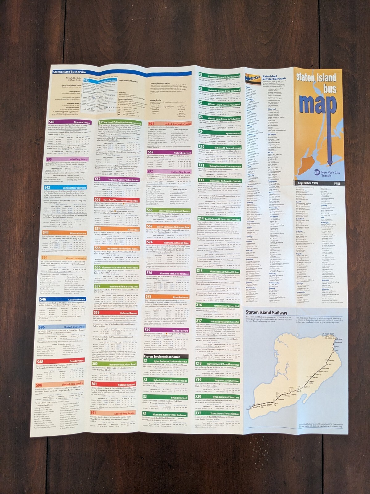 Staten Island Bus Map September 1998