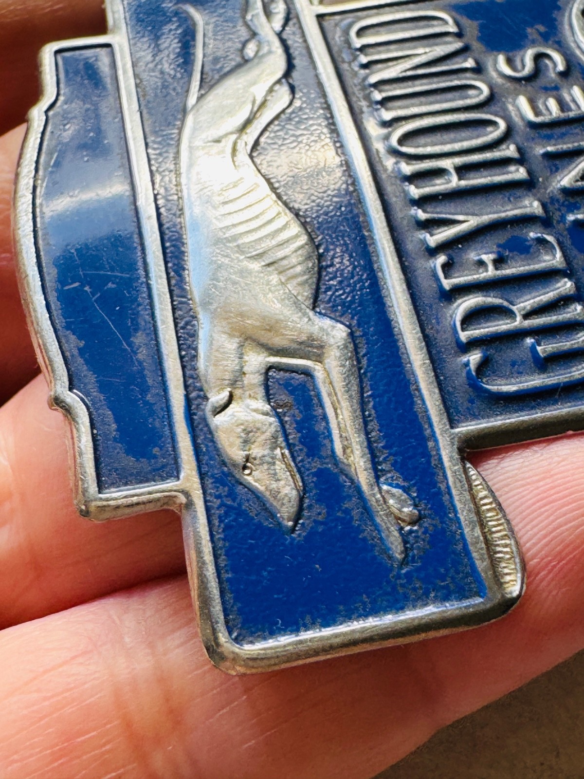 Scarce Vintage Greyhound Lines Bus Driver Hat Badge 1960’s Blue Enamel