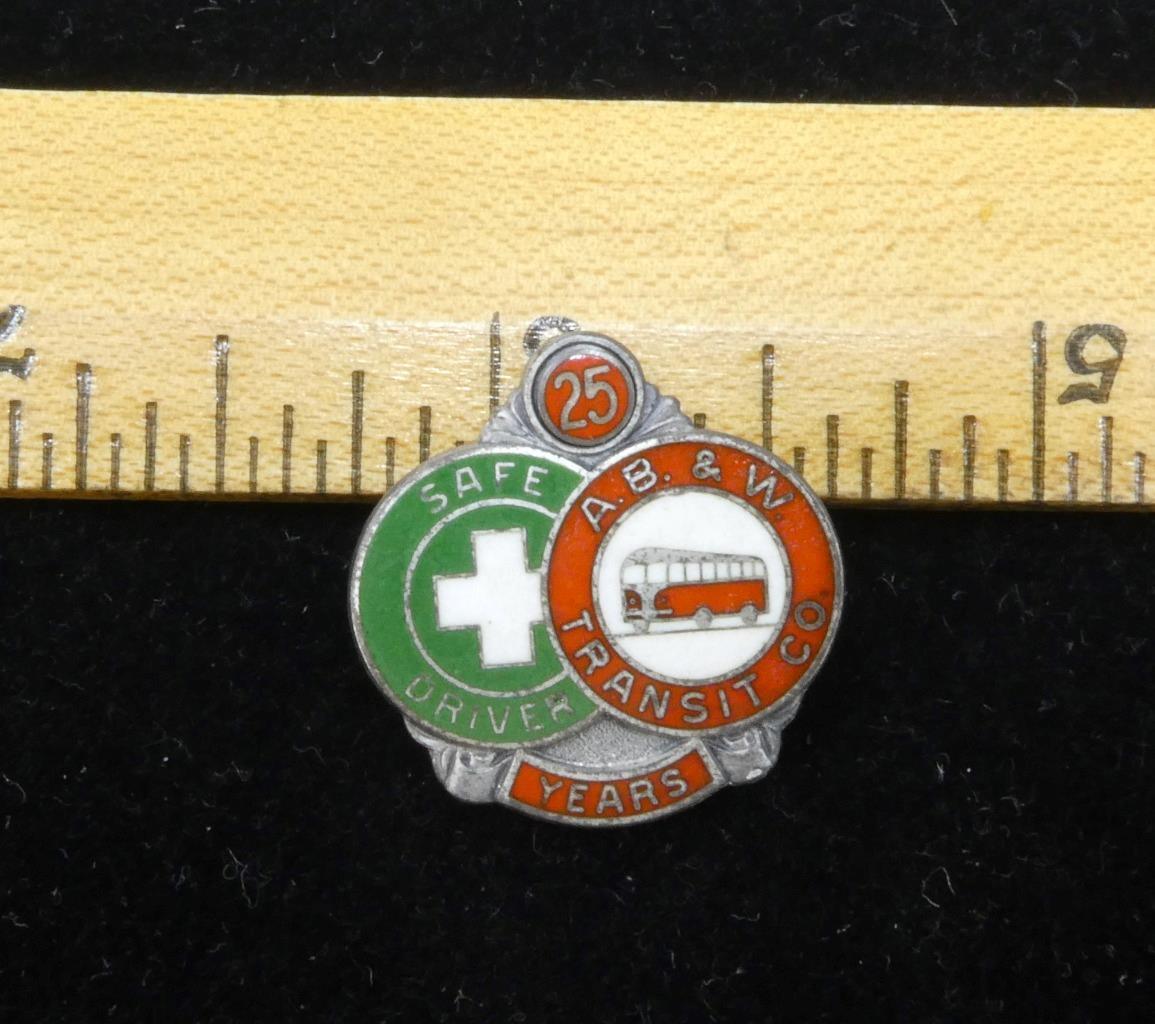 AB&W Safe Driver Pin Pinback Alexandria Barcroft Washington Transit Sterling 25
