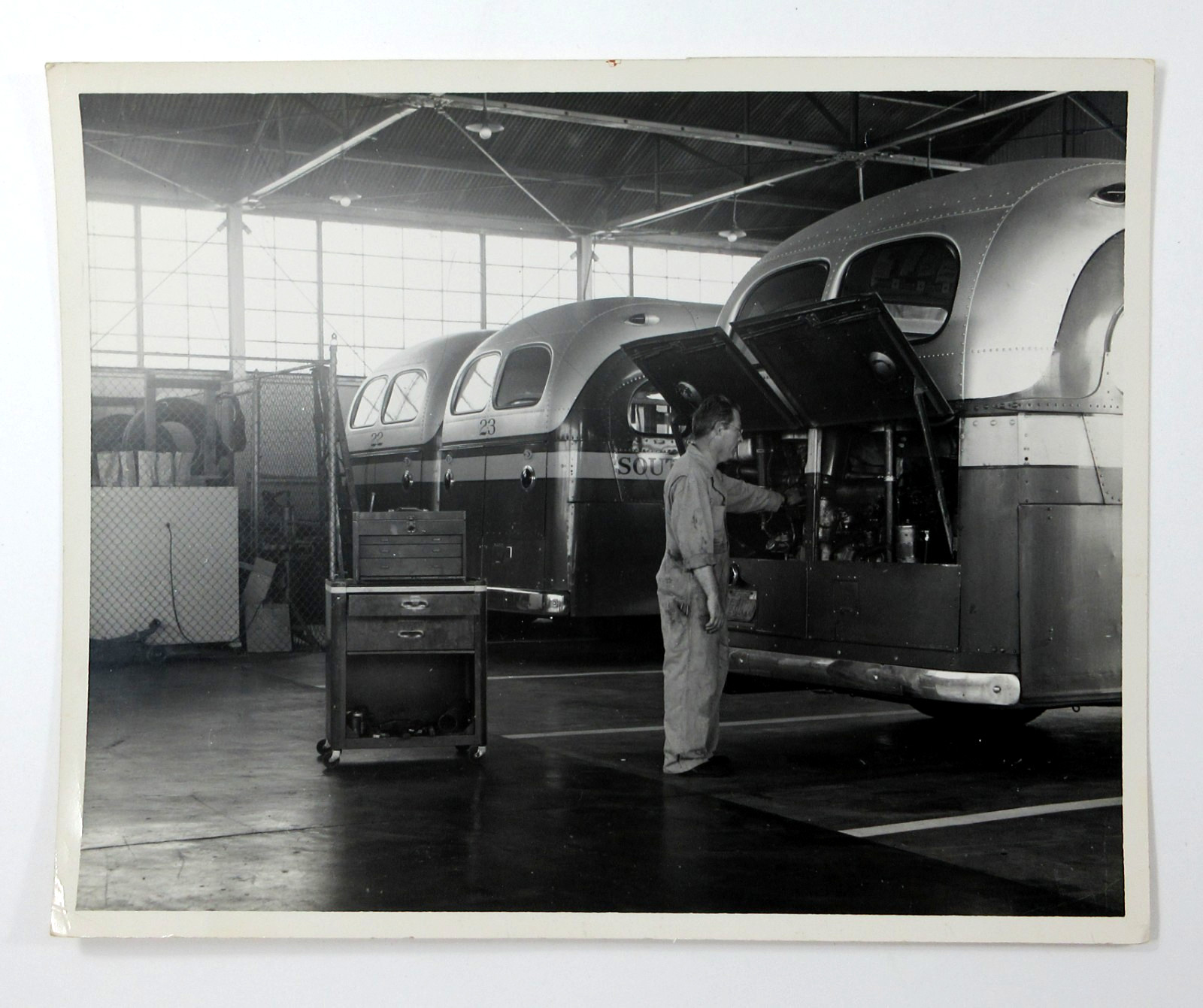 South Los Angeles Watts Bus Transportation Company Photo Garage Mechanic 1950s