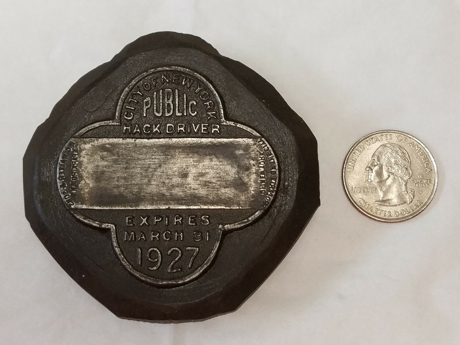 RARE 1927 New York Taxi Cab Taxicab Badge Die
