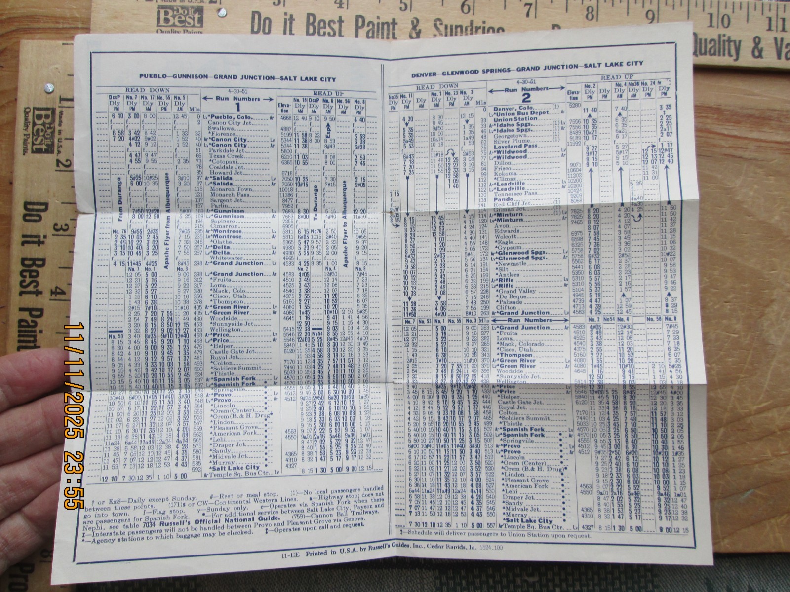 Continental Trailway bus schedule June 1st 1951
